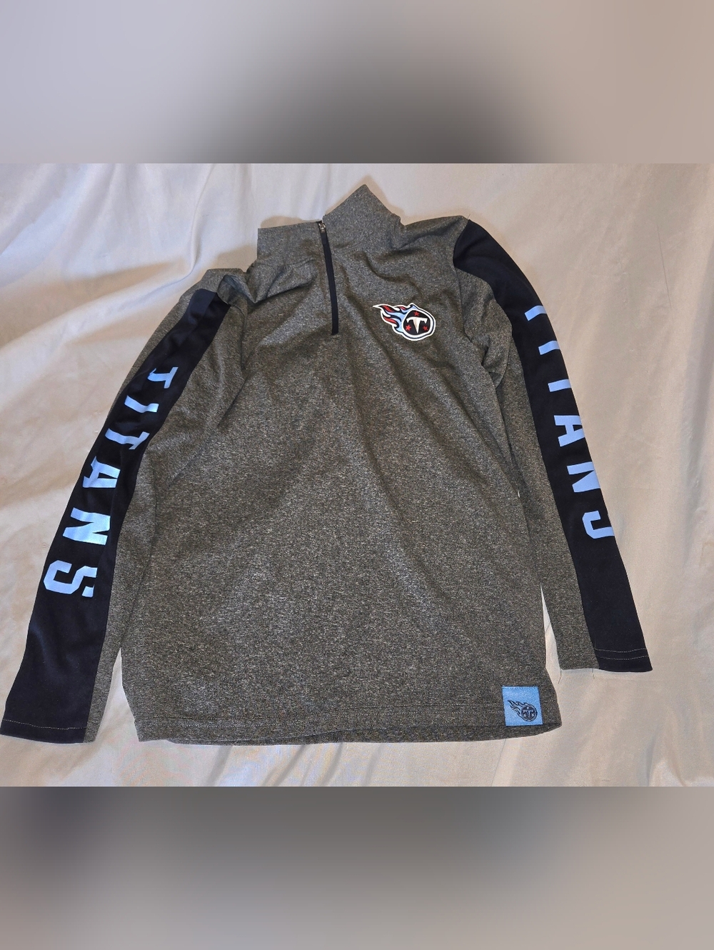 NFL Tennesse Titans Boy's Gray Pullover with Navy and Light Blue Accents Sleeves